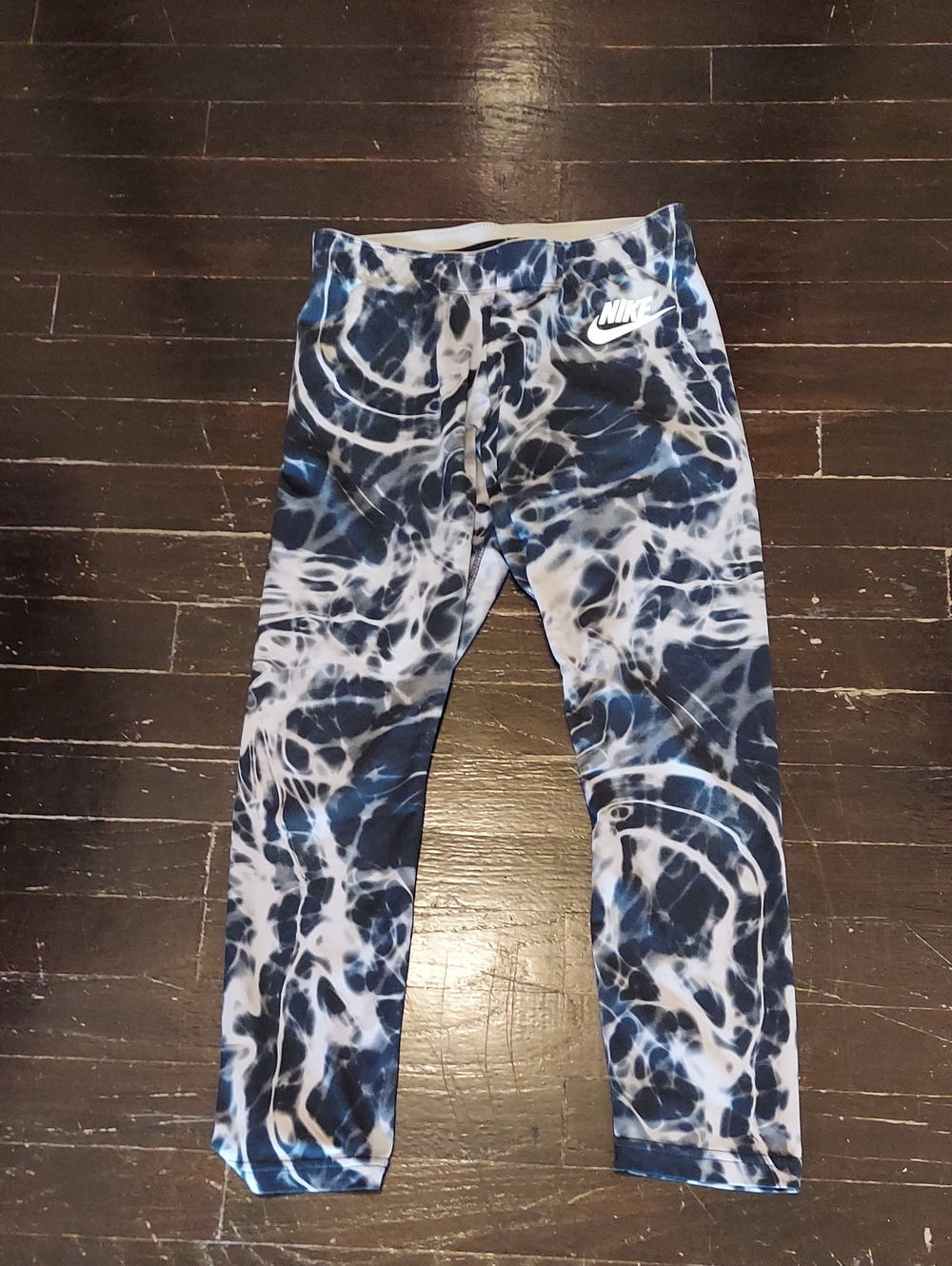 Nike Navy and White Tie-Dye Performance Leggings